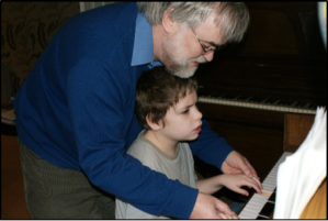 Ockelford and student, Freddie, who would usually sing the notes he intended rather than press down the keys